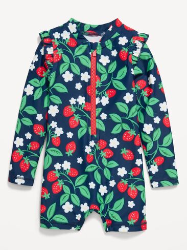 Old Navy Printed Zip-Front Rashguard Romper Swimsuit for Toddler & Baby - Strawberry in Saudi Arabia