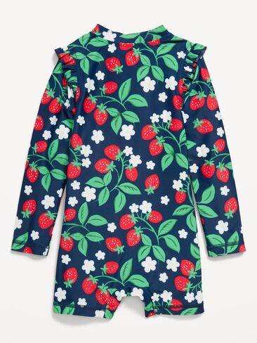 Old Navy Printed Zip-Front Rashguard Romper Swimsuit for Toddler & Baby - Strawberry in Saudi Arabia