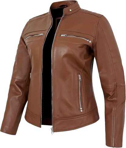 Womens Leather Jacket - Real Lambskin Motorcycle Style Leather Jackets For Women in Kuwait