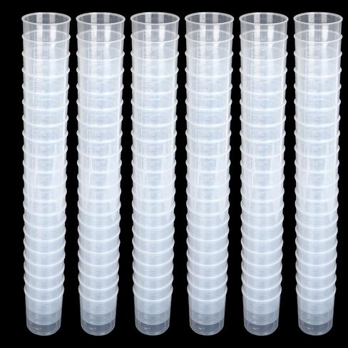 100pcs 50ML Plastic Graduated Measuring Beaker Set, Clear Liquid Measuring Mixing Cups for Epoxy Resin, Liquid Container Beakers for Resin Epoxy Paint Food, Lab Use, Raised Graduations, Tapered Spout in Kuwait