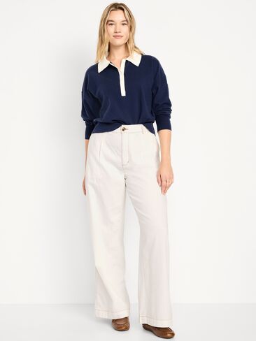 بنطلون تايلور بأرجل واسعة وخصر عالي من Old Navy - إكرو in Saudi Arabia