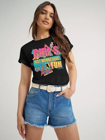 80s قمصان للنساء 80's موضوع حفلة الزي 1980s ديسكو تي شيرتات قصيرة الاكمام خمر 80's فتاة النيون وتتسابق in Kuwait