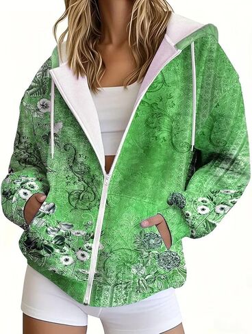 Womens Zip Up Hoodies Sweatshirts with Pocket Fall Fashion Outfits Casual Jackets 2025 Winter Clothes in Saudi Arabia
