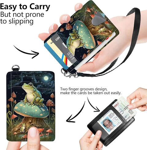 RFID Blocking Wallet Women, Slim Credit Card Holder with ID Window, Cute Small Front Pocket Card Wallet, Girls & Ladies Minimalist PU Leather Card Case for Travel Shopping Office, Frog Mushroom in Saudi Arabia
