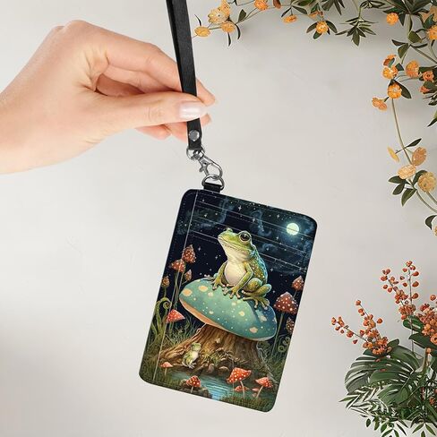 RFID Blocking Wallet Women, Slim Credit Card Holder with ID Window, Cute Small Front Pocket Card Wallet, Girls & Ladies Minimalist PU Leather Card Case for Travel Shopping Office, Frog Mushroom in Saudi Arabia
