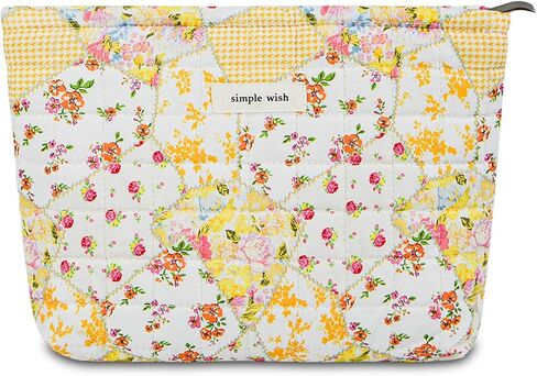 AMZMA Quilted Cotton Makeup Bag, Puffy Coquette Cosmetic Pouch for Women Teens Girls, Large Travel Toiletry Organizer, Cute Aesthetic Zippered Clutch in Saudi Arabia