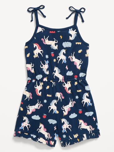 Old Navy Printed Sleeveless Tie-Bow Romper for Toddler Girls - Unicorns in Saudi Arabia