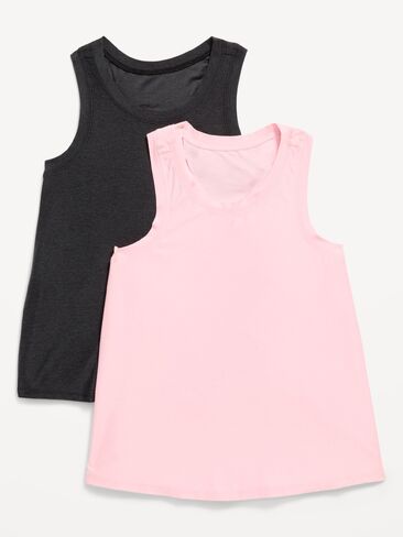 تيشيرت بدون أكمام CloudMotion Racerback للبنات من Old Navy - أسود/وردي R in Kuwait