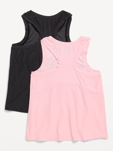 تيشيرت بدون أكمام CloudMotion Racerback للبنات من Old Navy - أسود/وردي R in Kuwait