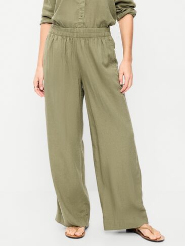 Old Navy High-Waisted Linen-Blend Wide-Leg Pants - Kombu in Saudi Arabia