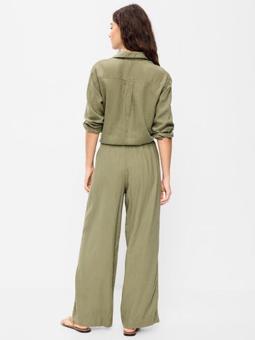 Old Navy High-Waisted Linen-Blend Wide-Leg Pants - Kombu in Saudi Arabia