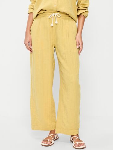Old Navy High-Waisted Crinkle Gauze Wide-Leg Barrel Pants - Sandstorm in Saudi Arabia
