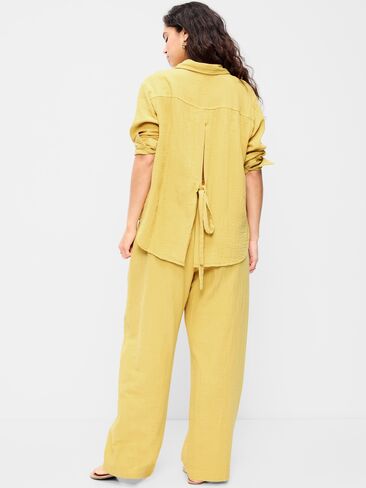 Old Navy High-Waisted Crinkle Gauze Wide-Leg Barrel Pants - Sandstorm in Saudi Arabia