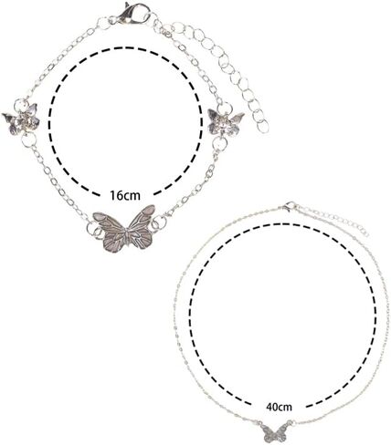 2pcs Women Romantic luminous Butterfly Necklace Bracelet Set Fashion Party Exquisite Choker Accessories Jewelry Gift in Saudi Arabia