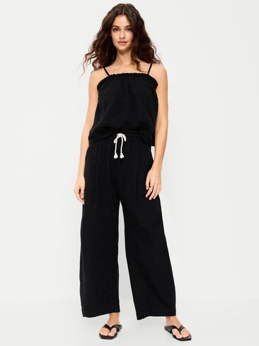 Old Navy High-Waisted Crinkle Gauze Wide-Leg Barrel Pants - Black Jack in Saudi Arabia