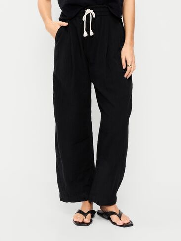 Old Navy High-Waisted Crinkle Gauze Wide-Leg Barrel Pants - Black Jack in Saudi Arabia