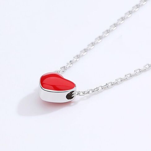 S925 Sterling silver Small Red Heart Necklace choker heart short clavicle chain heart necklace Japanese and Korean heart pendant in Saudi Arabia