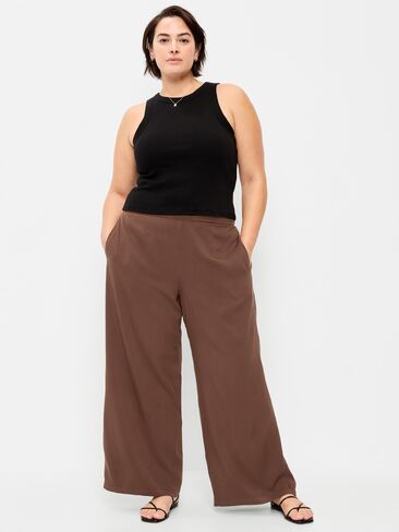 بنطلون بلايا واسع الساق بخصر عالٍ من Old Navy - بيبركورن in Saudi Arabia