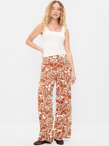 Old Navy High-Waisted Playa Wide-Leg Pants - Warm Floral Bottom in Saudi Arabia