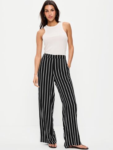 Old Navy بنطلون بلايا واسع الساق عالي الخصر - خطوط سوداء in Saudi Arabia