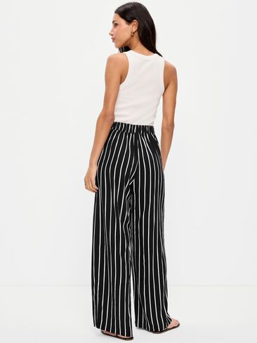Old Navy بنطلون بلايا واسع الساق عالي الخصر - خطوط سوداء in Saudi Arabia