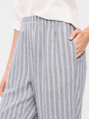 بنطلون مستقيم من مزيج الكتان عالي الخصر من Old Navy - شريط أزرق in Saudi Arabia