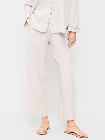 Old Navy High-Waisted Linen-Blend Straight Pants - Flax Linen in Saudi Arabia