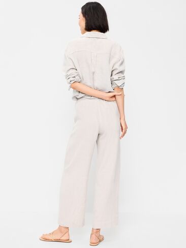 Old Navy High-Waisted Linen-Blend Straight Pants - Flax Linen in Saudi Arabia