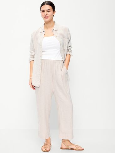 Old Navy High-Waisted Linen-Blend Straight Pants - Flax Linen in Saudi Arabia