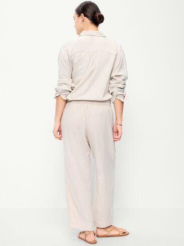 Old Navy High-Waisted Linen-Blend Straight Pants - Flax Linen in Saudi Arabia