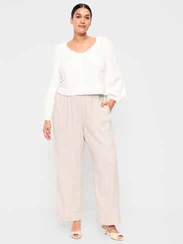 Old Navy High-Waisted Linen-Blend Straight Pants - Flax Linen in Saudi Arabia