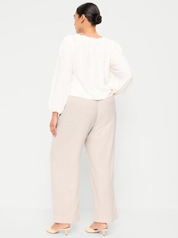 Old Navy High-Waisted Linen-Blend Straight Pants - Flax Linen in Saudi Arabia