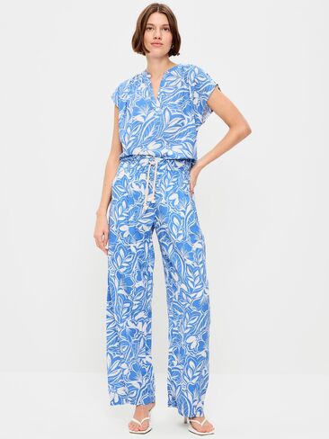 Old Navy High-Waisted Barrel Ankle Pants - Blue Floral in Saudi Arabia
