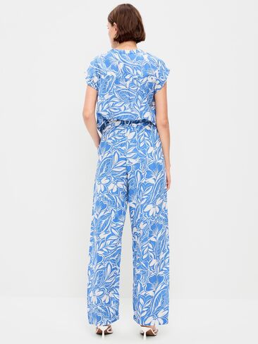 Old Navy High-Waisted Barrel Ankle Pants - Blue Floral in Saudi Arabia