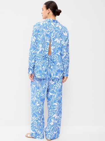Old Navy High-Waisted Barrel Ankle Pants - Blue Floral in Saudi Arabia