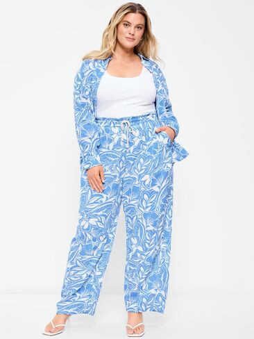 Old Navy High-Waisted Barrel Ankle Pants - Blue Floral in Saudi Arabia