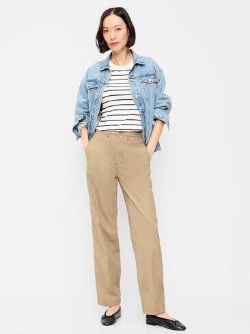 بنطال OGC تشينو طويل بخصر عالٍ من Old Navy مستقيم - لوز محمص in Saudi Arabia