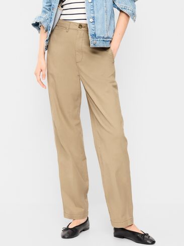بنطال OGC تشينو طويل بخصر عالٍ من Old Navy مستقيم - لوز محمص in Saudi Arabia