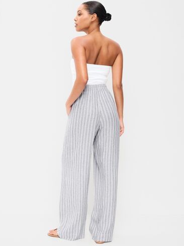 Old Navy High-Waisted Linen-Blend Super Wide-Leg Pants - Blue Stripe in Saudi Arabia