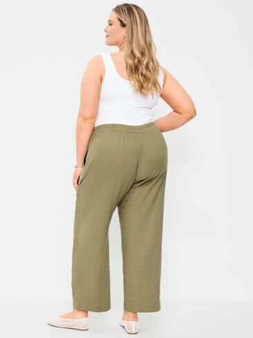 Old Navy High-Waisted Linen-Blend Straight Pants - Kombu in Saudi Arabia