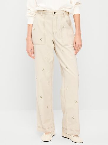 بنطال مستقيم للكاحل بخصر عالٍ من Old Navy - Wish Bone in Saudi Arabia