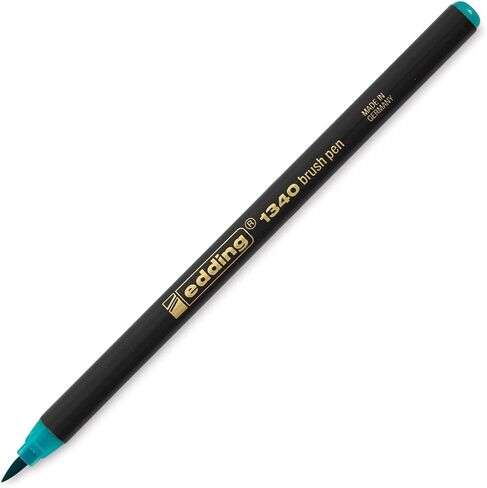 Edding 1340 Brush Pen - Turquoise - 1 Pen - Fencible Brush Nib - قلم محسوس للطلاء والكتابة والرسم - مجلات الرصاص ، حروف اليد ، ماندالا ، الخط (حزمة 2) in Kuwait