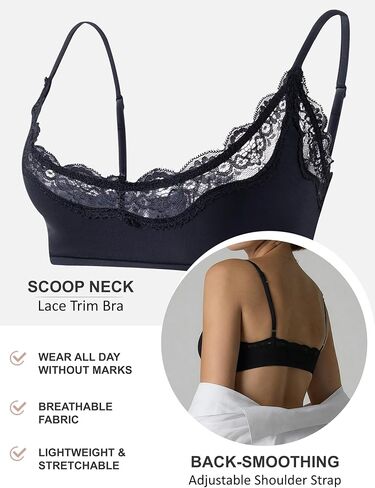 حمالات صدر نسائية من الدانتيل Bralette لاسلكية غير مبطنة، حمالات صدر خفيفة الوزن للنساء ذات الصدر الصغير، حمالة صدر خالية من الأسلاك للنساء in Kuwait
