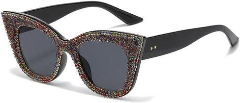 Orichane Rhinestone Bling Crystal Round Sunglasses UV protection Punk Rivet Eyewear in Saudi Arabia