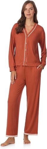 Anne Klein Womens Long Sleeve Button Down Pajama Top & Wide Leg Pant Set - Soft Sweater Knit - Cozy Sleepwear & Loungewear in Saudi Arabia