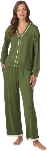 Anne Klein Womens Long Sleeve Button Down Pajama Top & Wide Leg Pant Set - Soft Sweater Knit - Cozy Sleepwear & Loungewear in Saudi Arabia