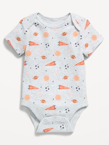 Old Navy Printed Short-Sleeve Ribbed Unisex Bodysuit for Baby - Sports in Kuwait
