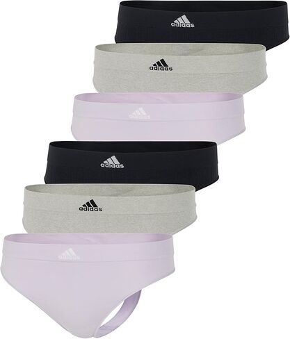 ملابس داخلية نسائية من adidas بدون خياطة، عبوة متعددة، فضي داون/أسود مضلع/رمادي منقط، مقاس متوسط in Kuwait