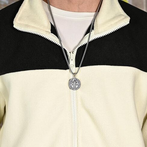BGCOPPER Sterling Silver Saint Benedict/Virgin Mary/Sacred Heart of Jesus Pendant Necklace for Men Women, St Benedict Medal/Lady of Guadalupe/Jesus Necklace Religious Christmas Gift in Saudi Arabia