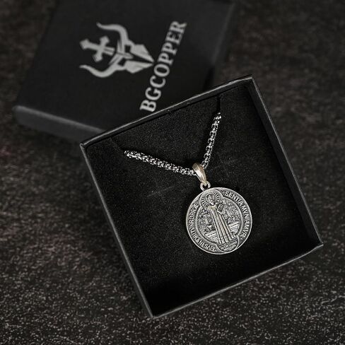 BGCOPPER Sterling Silver Saint Benedict/Virgin Mary/Sacred Heart of Jesus Pendant Necklace for Men Women, St Benedict Medal/Lady of Guadalupe/Jesus Necklace Religious Christmas Gift in Saudi Arabia
